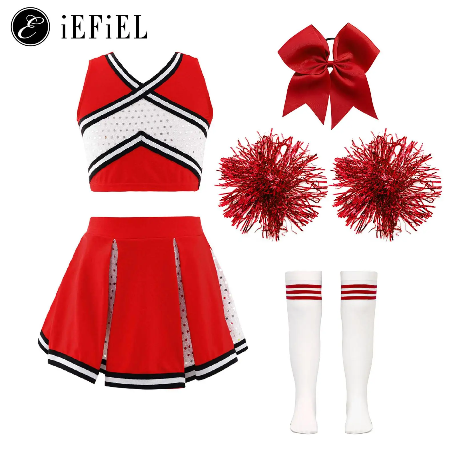 

Girls Cheerleader Costume High School Cheerleading Musical Show Dance Competition Halloween Cosplay Party Fancy Dress-up