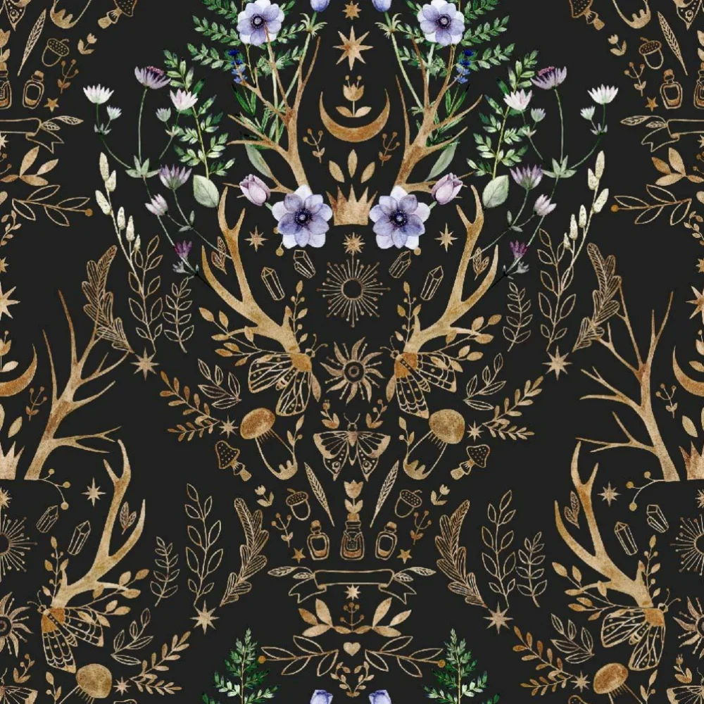 

Водостойкая самоклеящаяся контактная бумага, загадочные богемные обои с рогами, бежевые и черные фоновые обои для домашнего декора