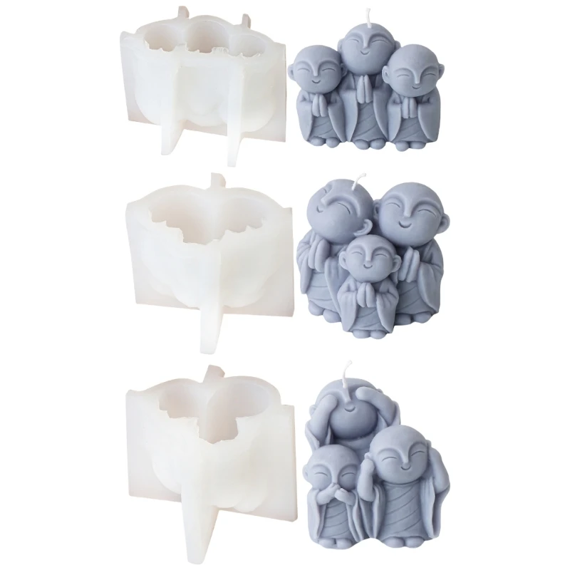 

Adorable Three Monks Mold in Silicone for Creative Decoration Accent