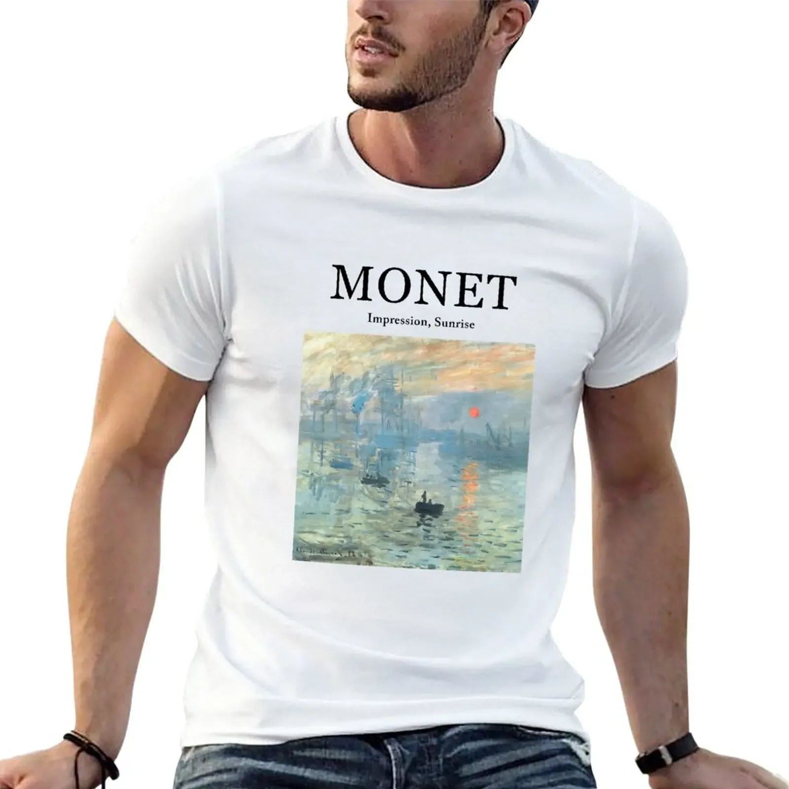 New Claude Monet Impression Sunrise T-Shirt Cute Clothes Quick Drying Plain T Shirts Men Graphic  Harajuku Streetwear Vintage