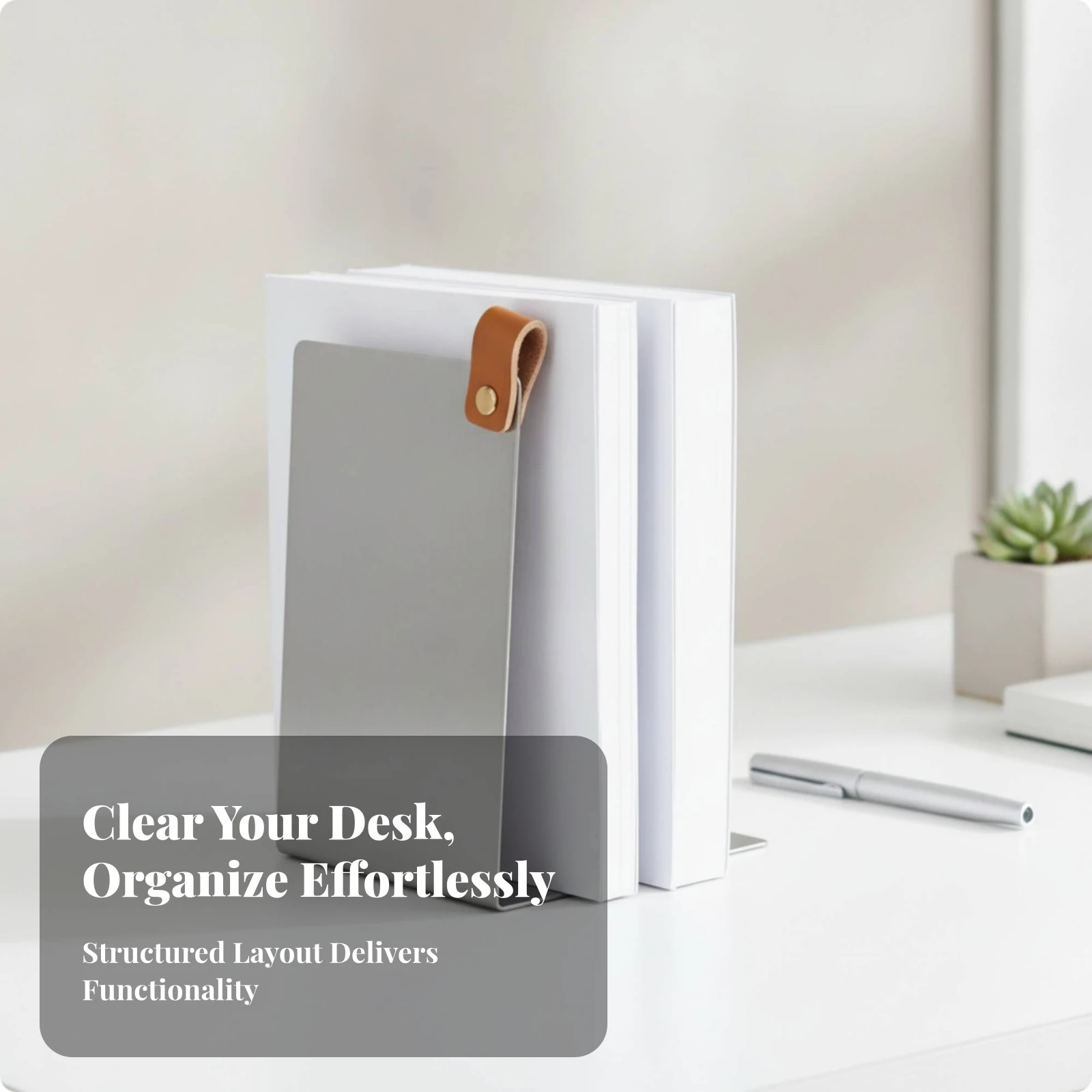 L-Shaped Bookend with Loop Tab Sturdy Desktop Book Holder Metal Book Stand Long-Lasting Bookends Smooth for Professionals, Desk