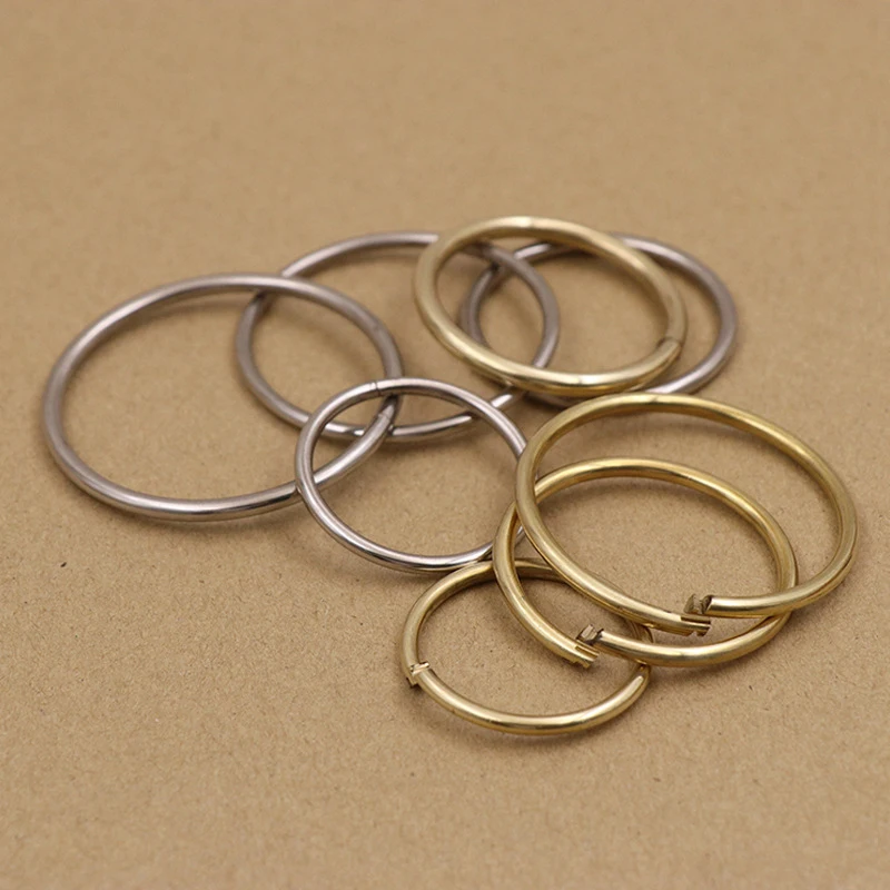 2 pcs Brass/Stainless Steel Lock O Ring Key Ring Loop Quick Release Keychain Loop Split Rings Leather Accessories