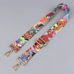 Cartoon Dog Shoulder Bag Strap para mulheres, bolsa ajustável corrente, fivela de metal, macio, largo, bolsa, Nylon