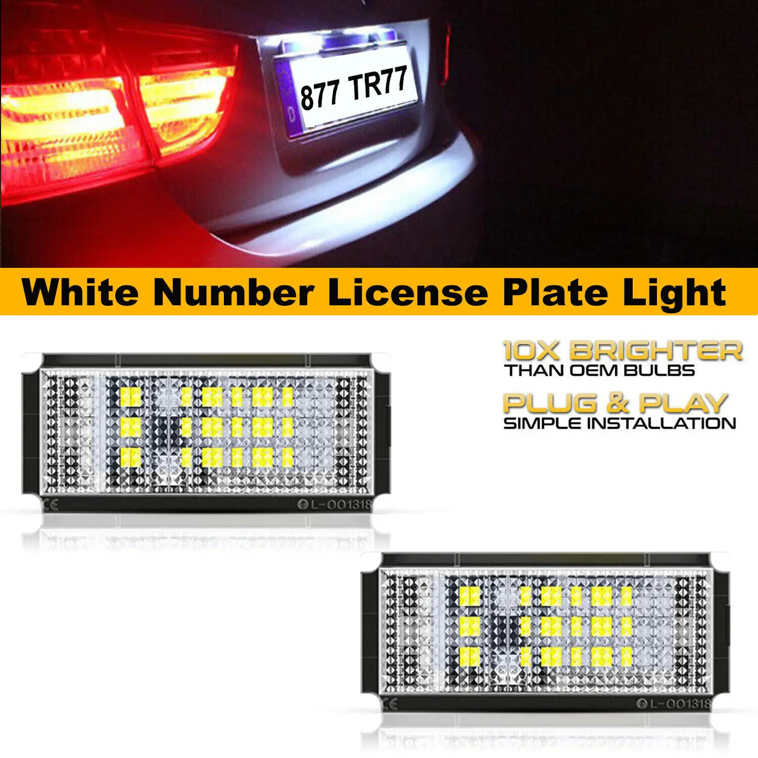 

Winetis 6000K White Canbus Error Free LED License Plate Lights Lamps For 1998-2003 BMW 3 Series E46 4D 325i 330i