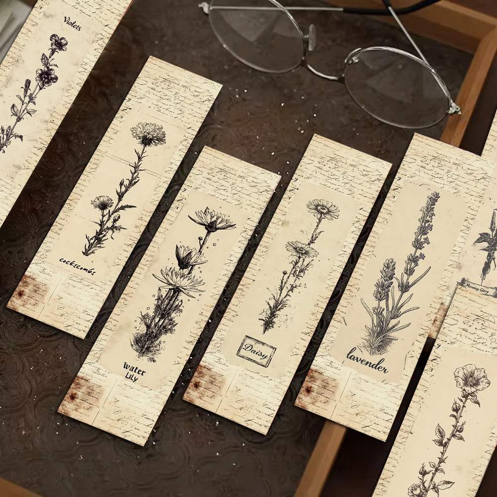 30PCS Personalized Birth Flower Bookmarks Creative DIY Creative Landscape Reading Book Stationery Page Marking Gift Cards ﻿