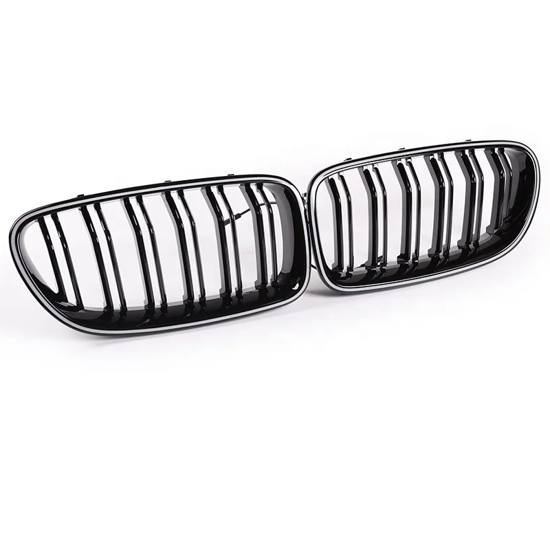 F10 Luminous Light Glowing Double Slats Gloss Glossy Black Grills 2pcs F10 Grill Front Kidney Grille for B-MW 5 Series F10