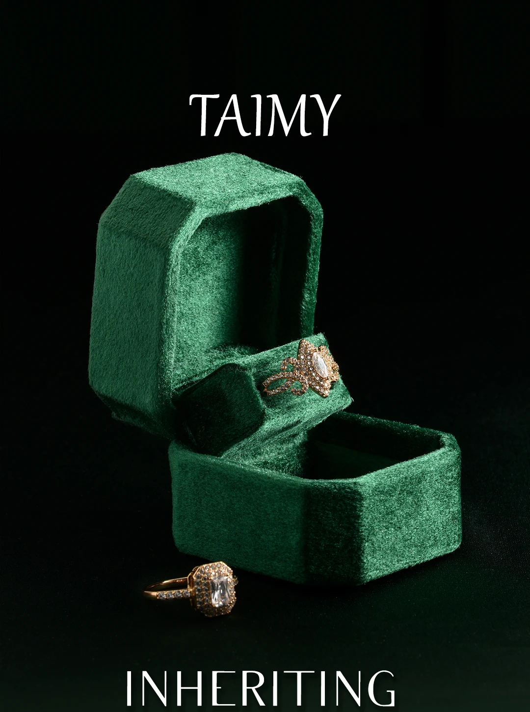 TAIMY Mini Schwarze Samt-Ringbox Personalisierte Schmuckschatulle mit Eigenem Logo Heiratsantrag-Ringbox Verlobungsringbox Schmuckschatulle – Detail 2