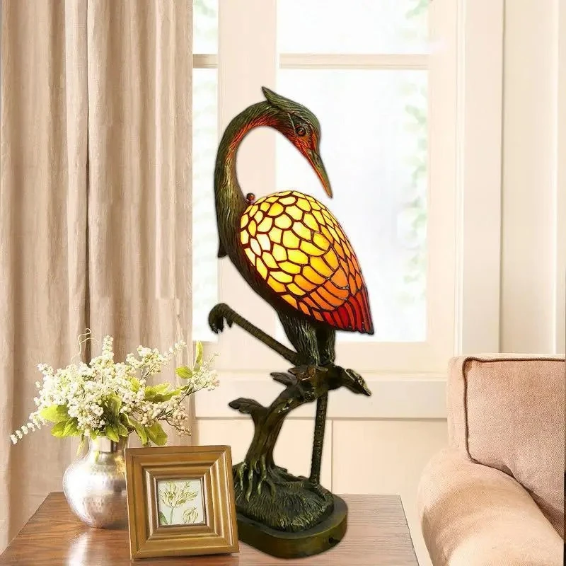 

Tiffany bedside table lamp vintage glass living bedroom Creative art desk retro romantic atmosphere lamp led night light