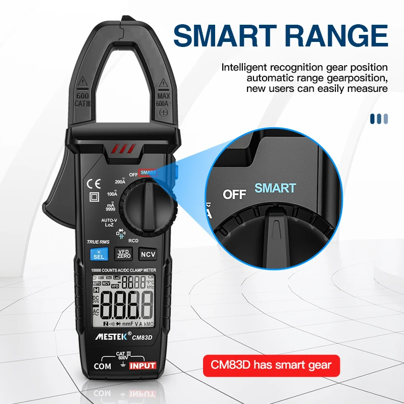 Meter T-RMS 10000 DC/AC 200A 6mA Ammeter Multimeter Automotive Current Voltmeter Capacitance Temperature Tester CE Clamp Meter
