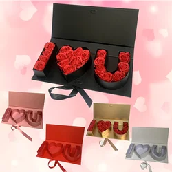 I Love You Flower Box with Lids for Arrangements Floral Waterproof Cardboard I Love You Letter Shaped Gift Boxes Florist Packagi