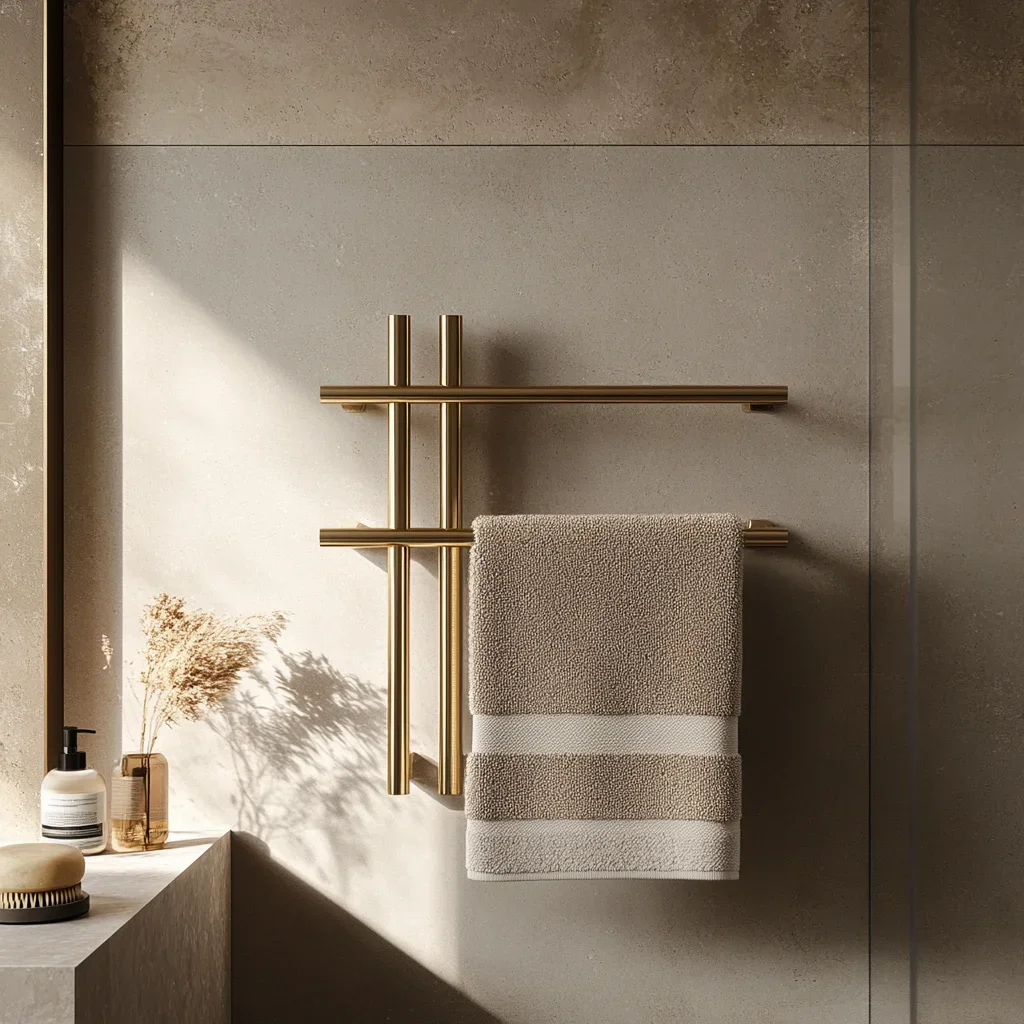 Electric Gold Towel Rail Radiator Wall Mounted Electric Heated Towel Rail Stainless Steel Towel Warmer Shelf