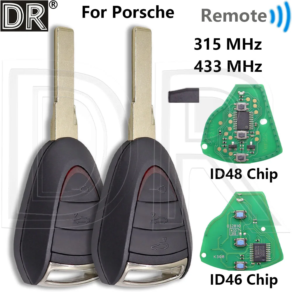 

Great ID46/ID48 Chip 315/433MHz Car Remote Control Key For Porsche Carrera Cayman 911 987 996 997 Boxster S 2S 4S Turbo Targa