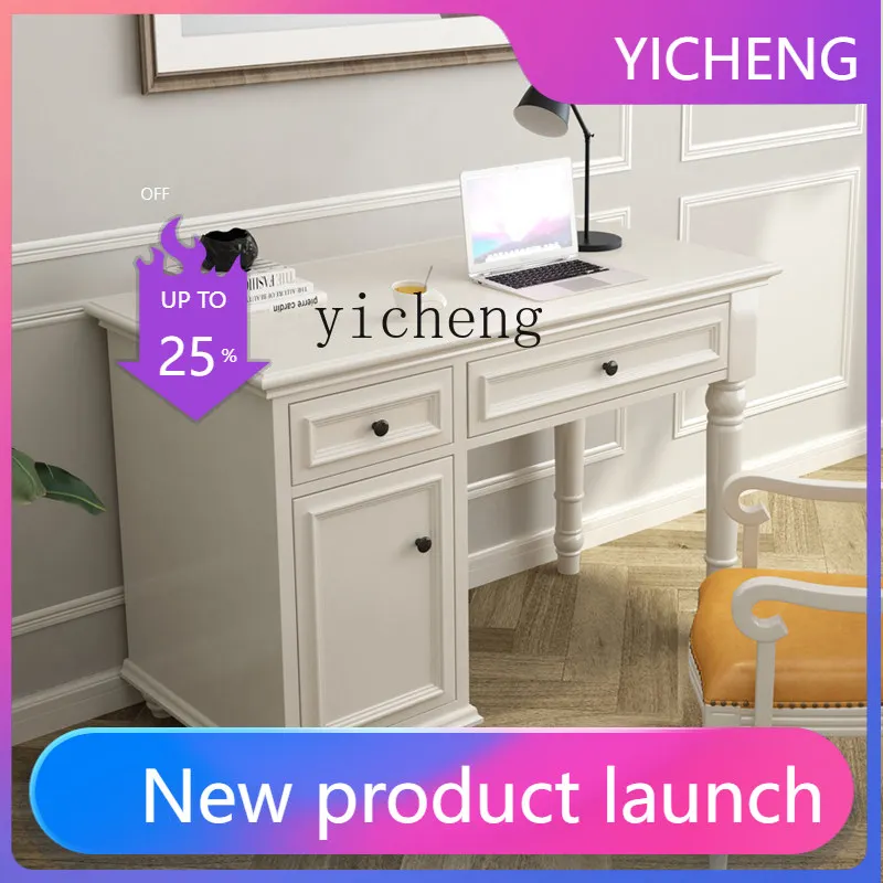 

LYY Solid Wood Integrated Corner White Study Computer Desk Cabinet Modern Simple Office Desk