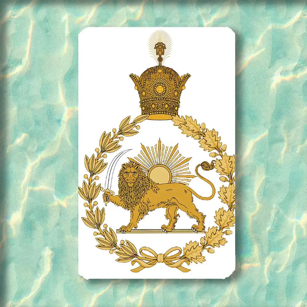 Imperial Coat of Arms of Iran national emblem Lion sun Card Sticker Diy Decorate Exquisite Bank Card Decals Patch Documents