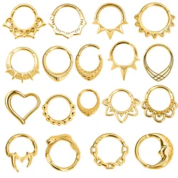 Flower Snake Heart Moon Waterdrop Helix Septum Piercing Teardrop Tusk Daith Conch Hoop Earring Clicker Segment Nose Rings 16G