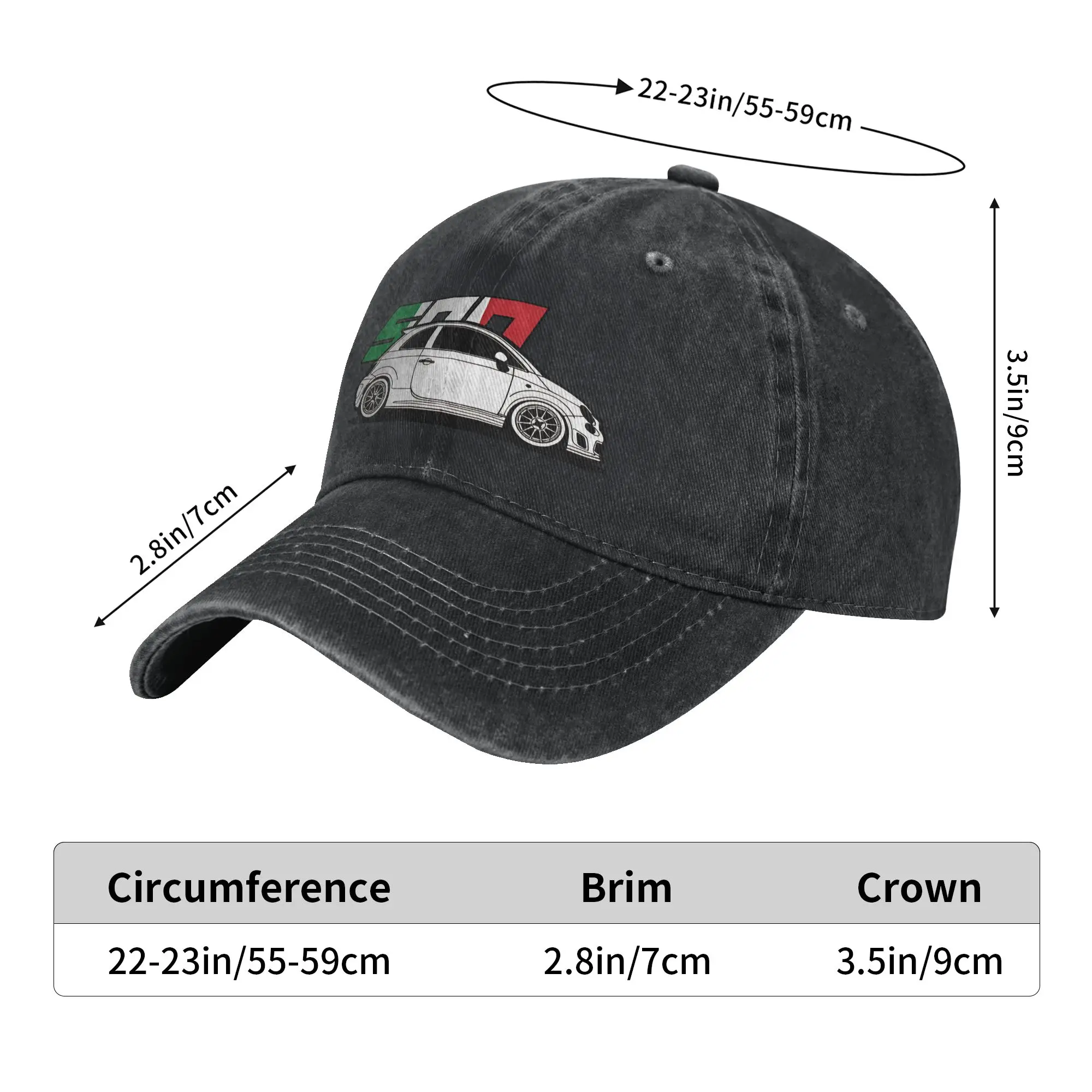 Fiat 500 Sun Baseball Cap  Fashion Couple Women Washed Hip Hop Hats Wholesale Print Hunting Camping Baseball Caps Birthday Gift