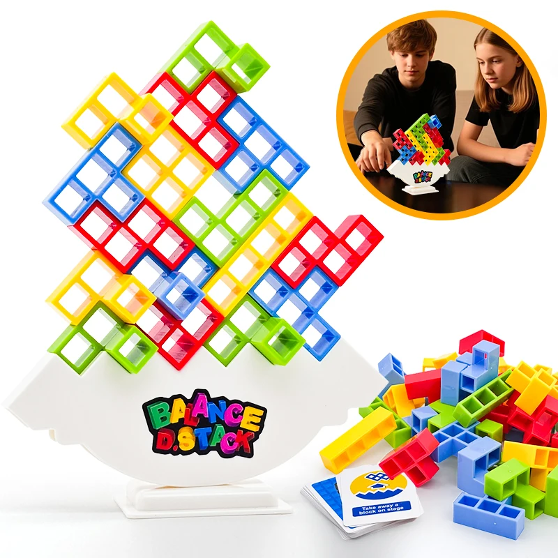 64/32PCS Balance Stacking Building Blocks Team Strategy Toy Multiplayer Game Tabletop Challenge for Party Family Kids Adult