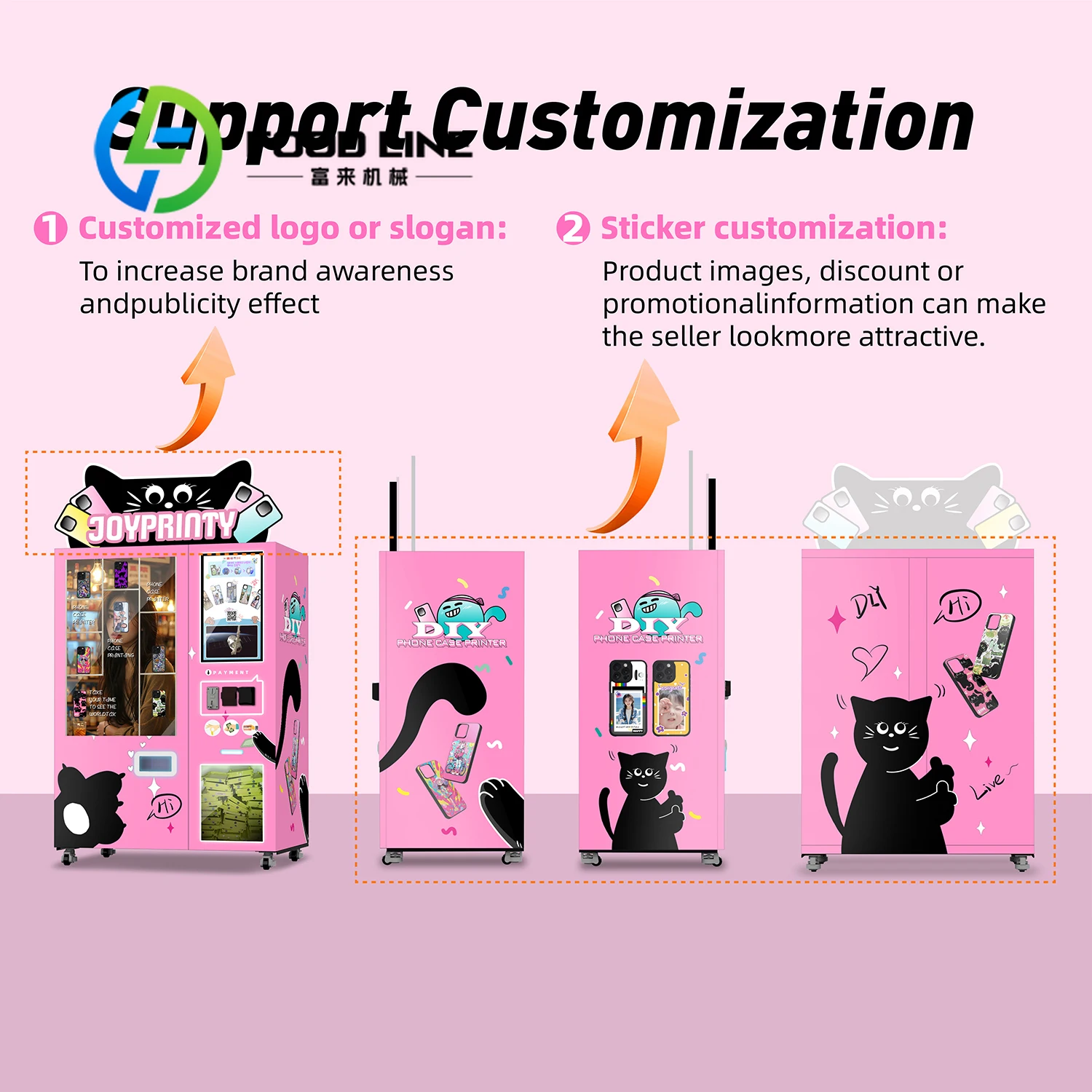 آلة طباعة حالة الهاتف المخصصة آلة بيع حالة الهاتف المحمول عملة بطاقة الائتمان نظام الدفع القهوة بار مركز التسوق