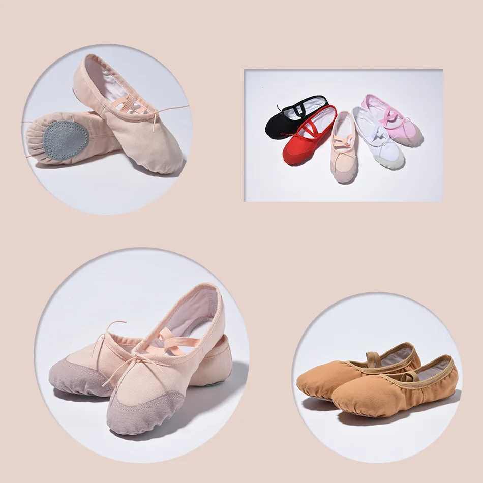 Patchwork Children's Dance Shoes Adjustable Soft Sole Lace Up Practice Breathable Comfortable Non Slip Adult Ballet Shoes 2025