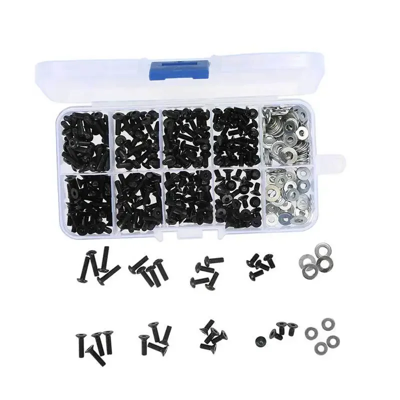 

340PCS/Box Grade 10.9 High Strength Screw M3 Flat Cup And Round Cup Screw
