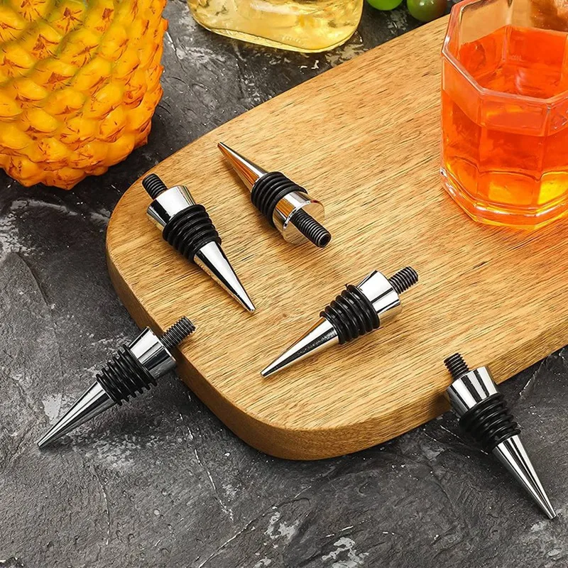 Kit di tappi per vino in bianco in sughero in metallo da 8 pezzi Set di inserti per tappi per vino riutilizzabili Hardware per tornitura di Bar per feste di vino di nozze