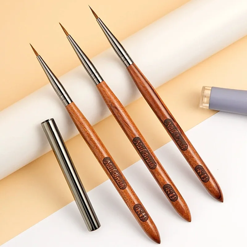 1Pc Manico in legno di sandalo Kolinsky Capelli Unghie Pennello acrilico Gel UV Intagliare Penna Pennello Polvere liquida Fai da te Unghie Disegno Unghie artistiche Bruses