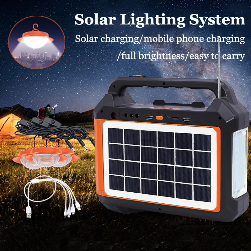 Portable 6V Rechargeable Solar Panel Power Storage Generator Kit 5V USB Charger With 3 Bulbs Lighting Home Solar Energy System