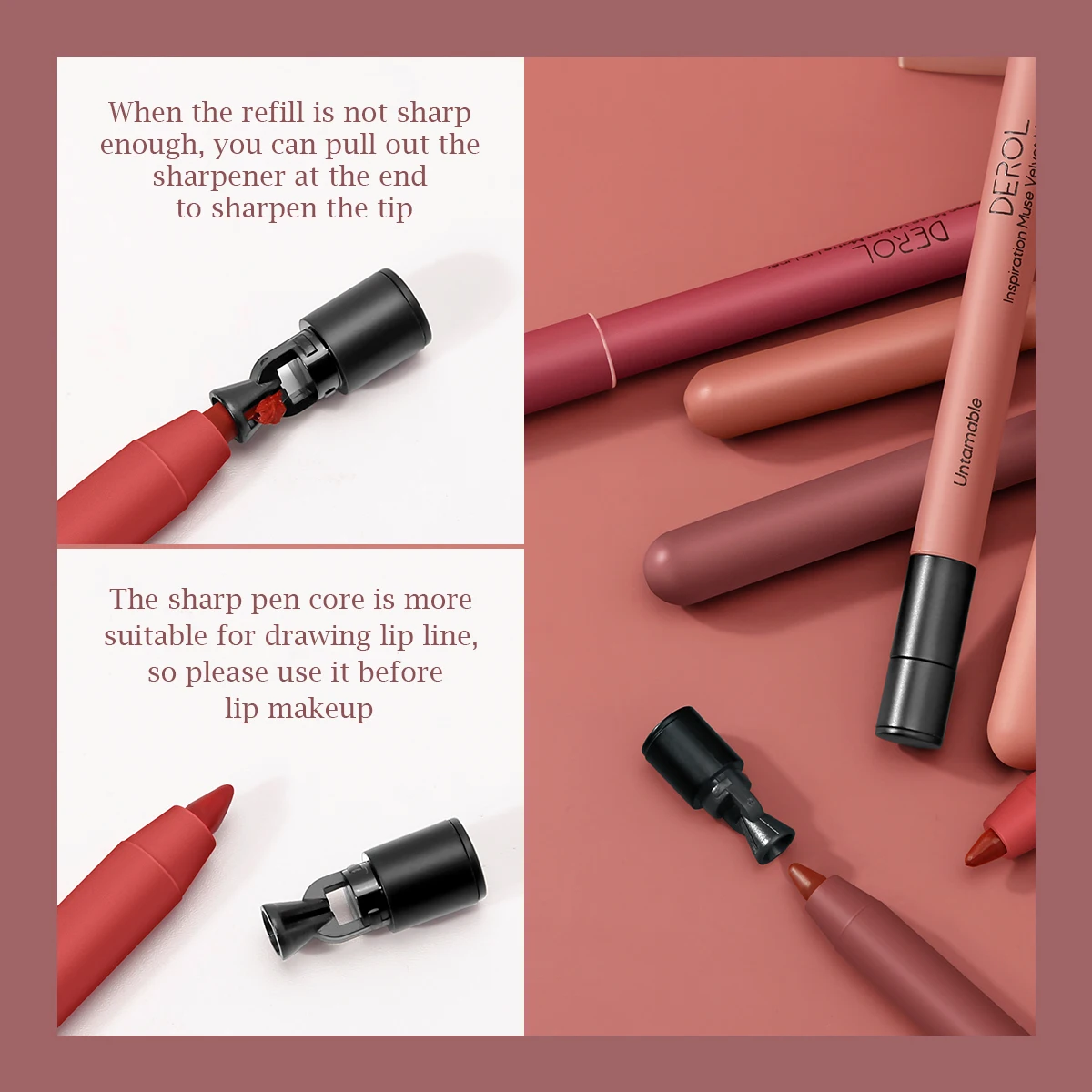 Long Lasting Matte Nude Lipliner Pencil Waterproof Sexy Red Contour Tint Lipstick Non-stick Cup Moisturising Lip Makeup Cosmetic