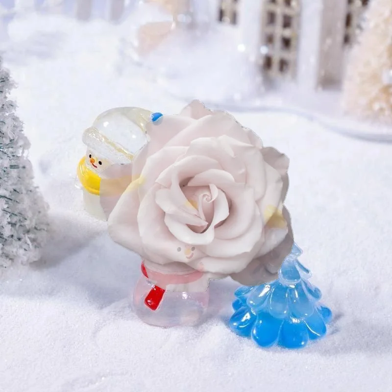 Mini Christmas Snowman & Tree Figurines Glossy Translucent Cute Design for Home Desktop Xmas Party Decoration Holiday Gift