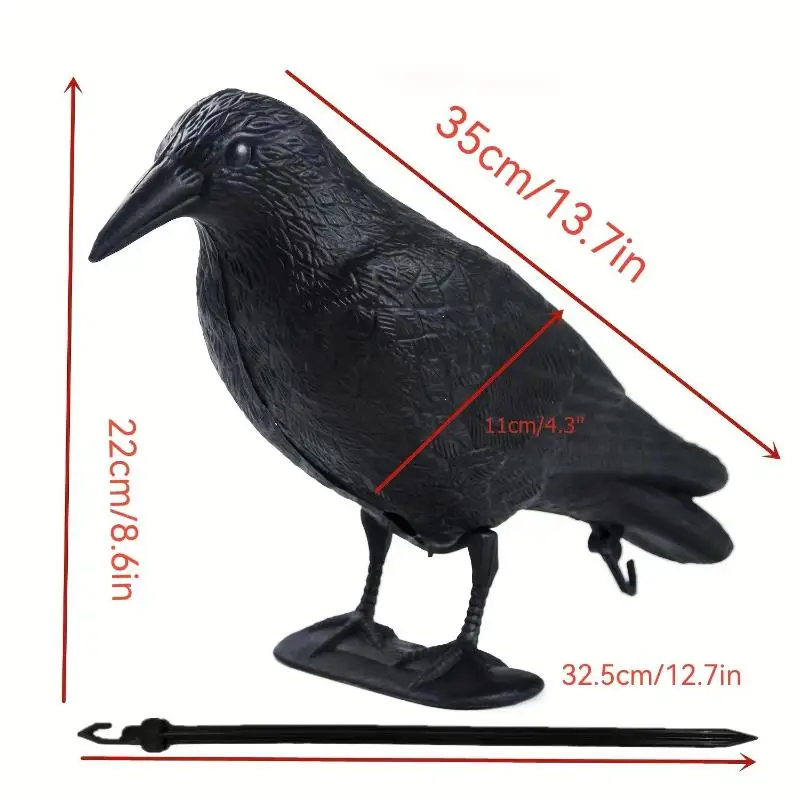For Garden Outdoor Farm Pest Control Realistic Black Raven Crow Bird Repellent Pigeon Scarer Scary Fake