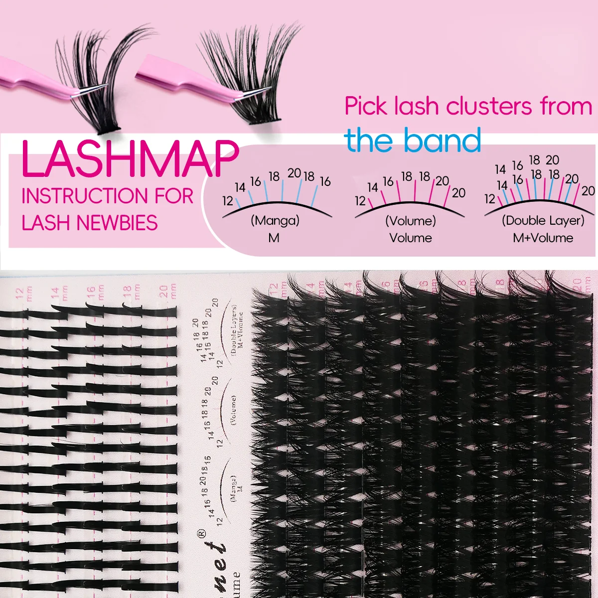 14列の大容量厚いつけまつげ、メイクアップまつげ、エクステンションシングルクラスターまつげ、3Dまつげエクステンションツール