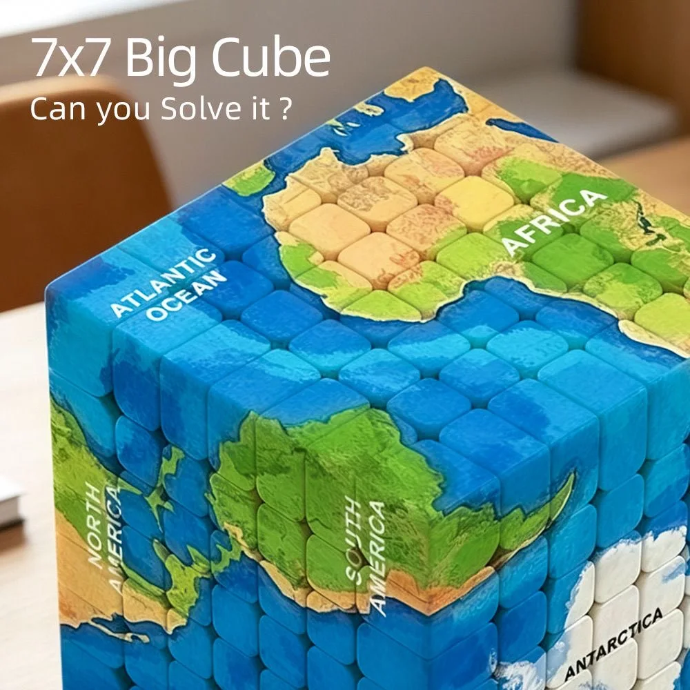 NEW 7x7 Map Cube Speed Cube Stickerless Earth Cube 7x7x7 Speed Puzzle Cubes Toys Gift Cubo Magico  6-12y Packing Cubes