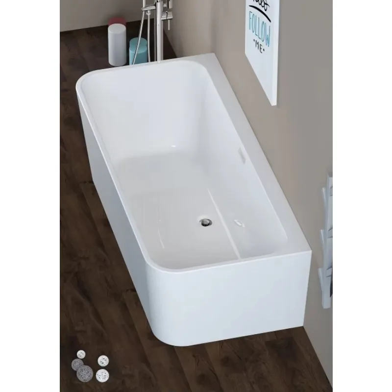 Freestanding Acrylic Bathtub for Small Household Use Against the Wall for Hotel and Homestay