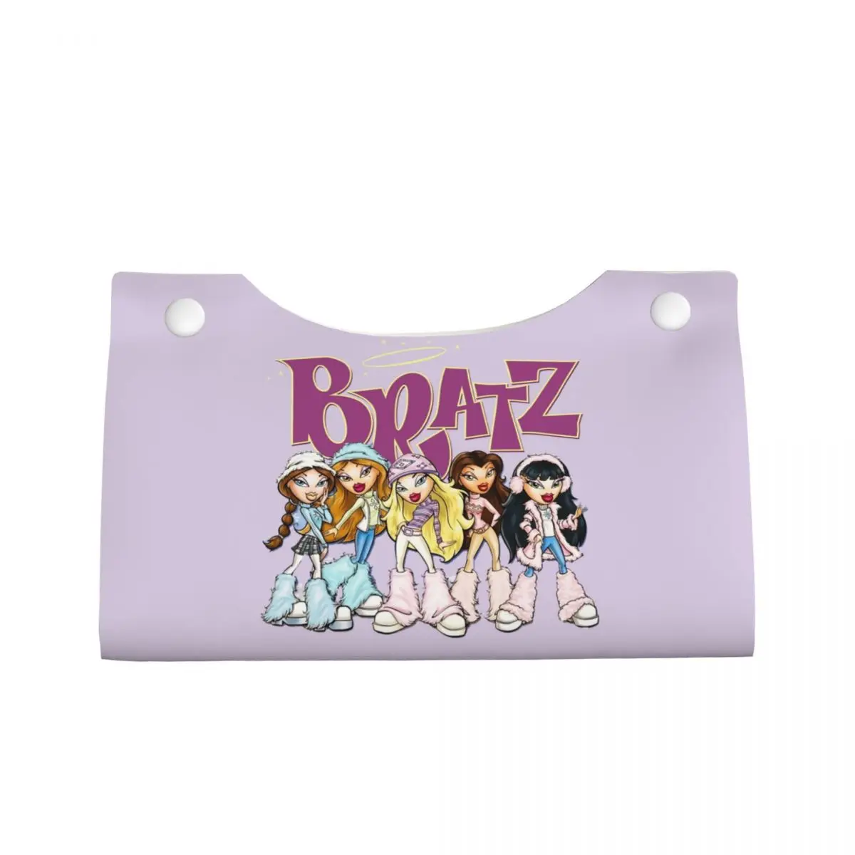 Custom Bratzs Doll Tissue Box Holder Rectangular Tv Movie Cartoon PU Leather Facial Tissue Box Cover for Car Office