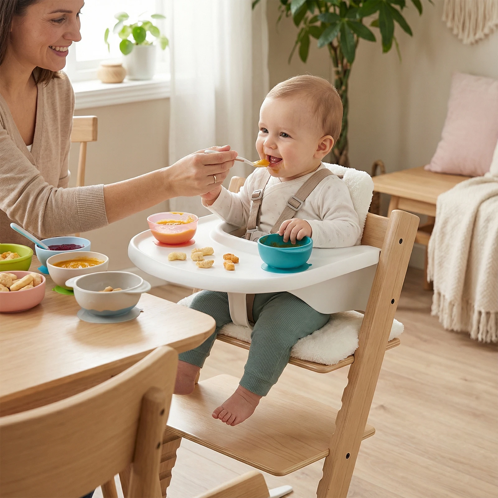 Plateau de siège bébé pour chaise haute Stokke Tripp Trapp, utilisé comme plateau à collation ou plateau à jouets, support de rangement à adsorption sous vide, blanc