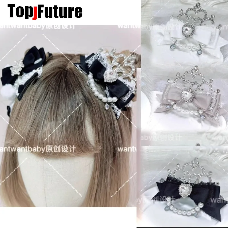 

Аксессуар для волос: гребень-корона с бантом, жемчугом и кружевом в стиле Харадзюку, Гот, Лолита, Стимпанк, Y2K, для девушек и женщин, в стиле субкультур Ji system Subculture Mars Gal.