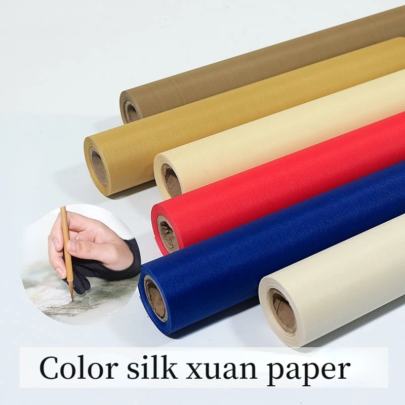 Colorful Silk Rice Paper Colorful Japanese Silk Xuan Paper Chinese Calligraphy Landscape Meticulous Painting Ripe Xuan Paper
