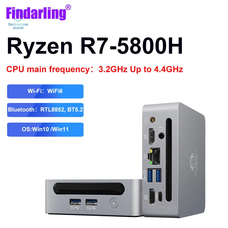 

Newest AMD Ryzen 7 5800H Windows 11 Pro MINI PC DDR4 16/32GB 256/512GB SSD WIFI6 RTL8852, BT5.2 Desktop Gaming Computer