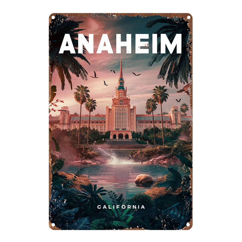 Room Decor  Anaheim California Vintage Aluminum Sign,  Wall Decor, Gift for Bedroom, Kitchen, Game Room, Balcony, Garden, Porch,