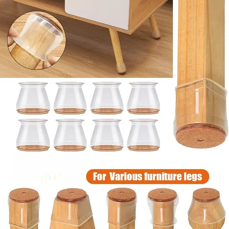 20pcs Chair Leg Caps Floor Protector Pads for Silicone Furniture Leg Mute Transparent Leg Protectors Cap Floor Scratch Resistant