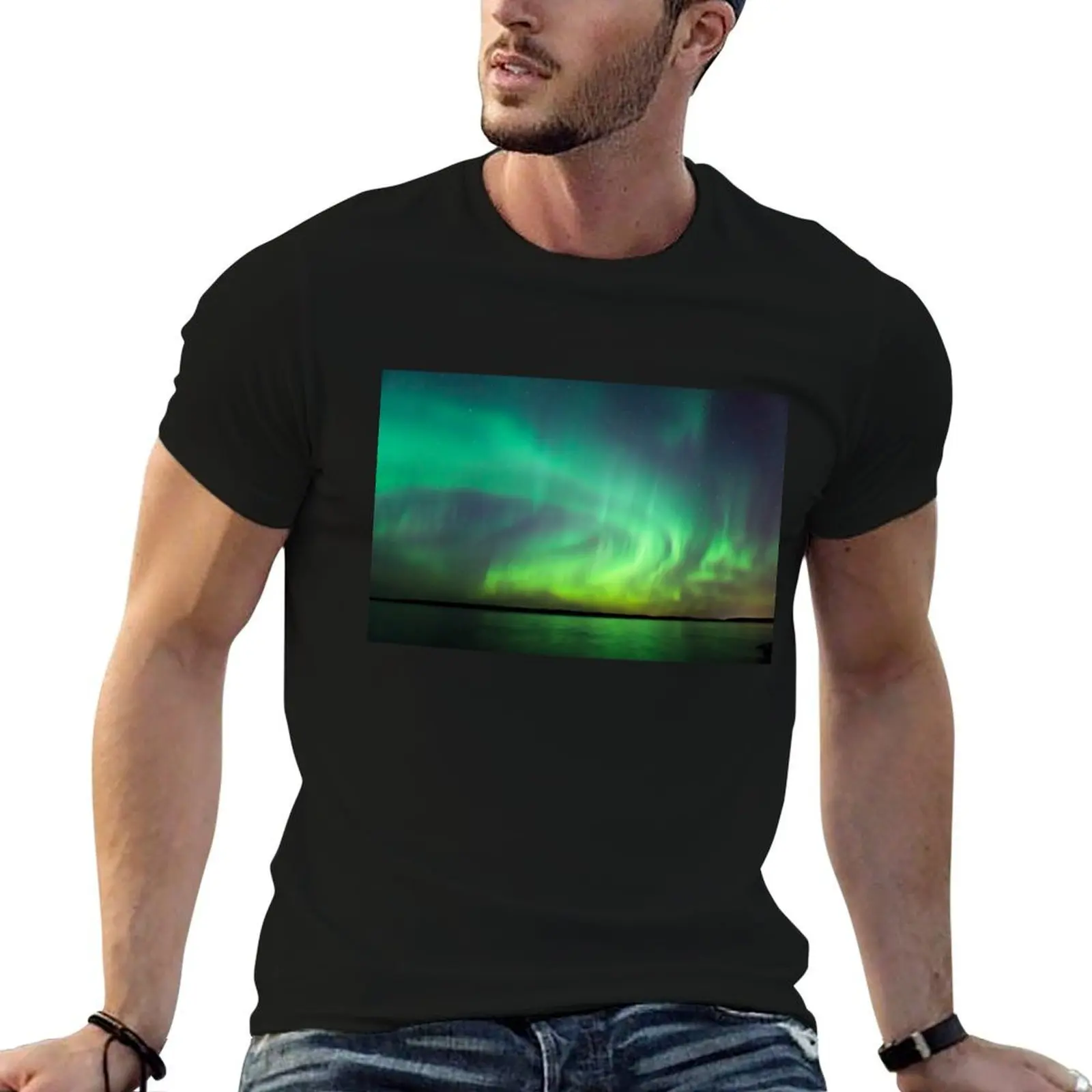 Northern lights over lake in Finland T-Shirt t shirts designer essential t shirt T-Shirt