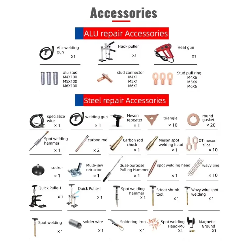FUNIS Aluminum&Steel Dent Puller Spot Welder Machine Car Collision Repair Tools Multifunction Spotter Equipment