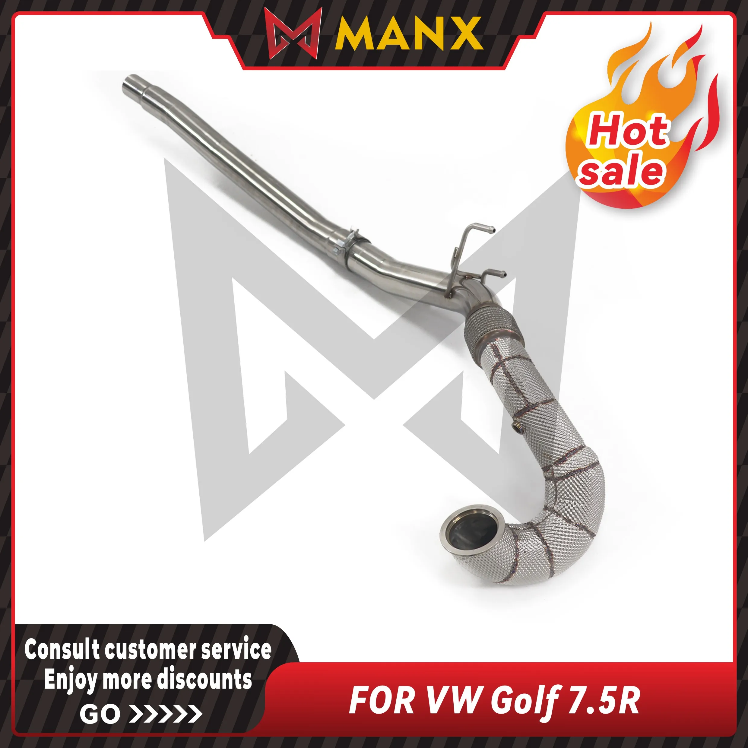 MANX Car Exhaust system for VW Golf 7.5R Catalyzed Downpipe Catless Downpipe Stainless steels Performance exhaust pipe