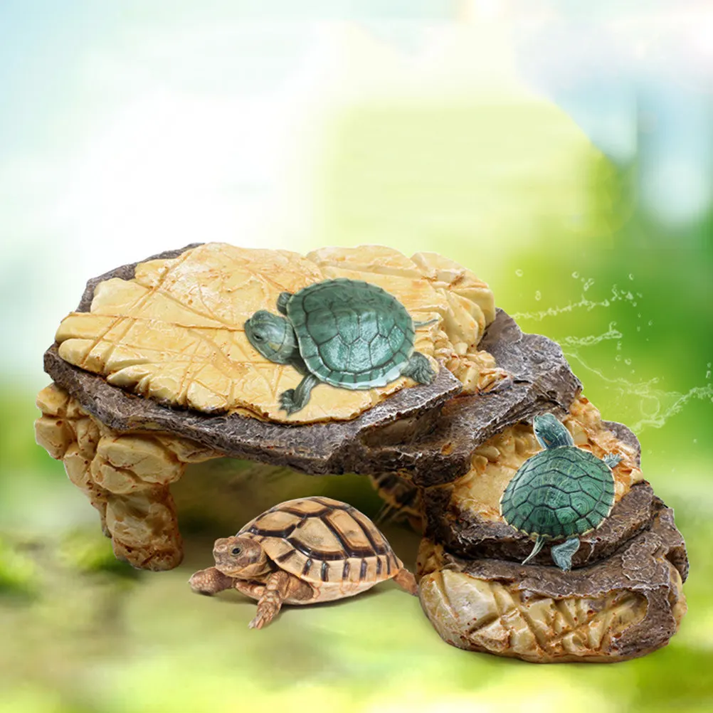 Large Turtle Basking Platform Resin Simulation Design Reptile Habitat Decoration Aquarium Tank Landscape Turtle Reptile Platform