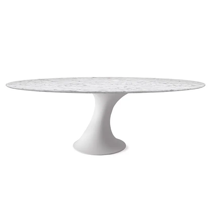 

Luxury Nordic oval dining table, modern home hotel living room furniture, with natural marble top table design