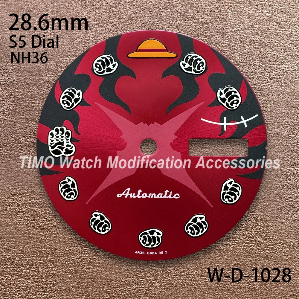 28.6mm S5 Logo Straw Hat Dial Suitable For NH36/4R36 Japanese Movement Dual Calendar Watch modification Accessories