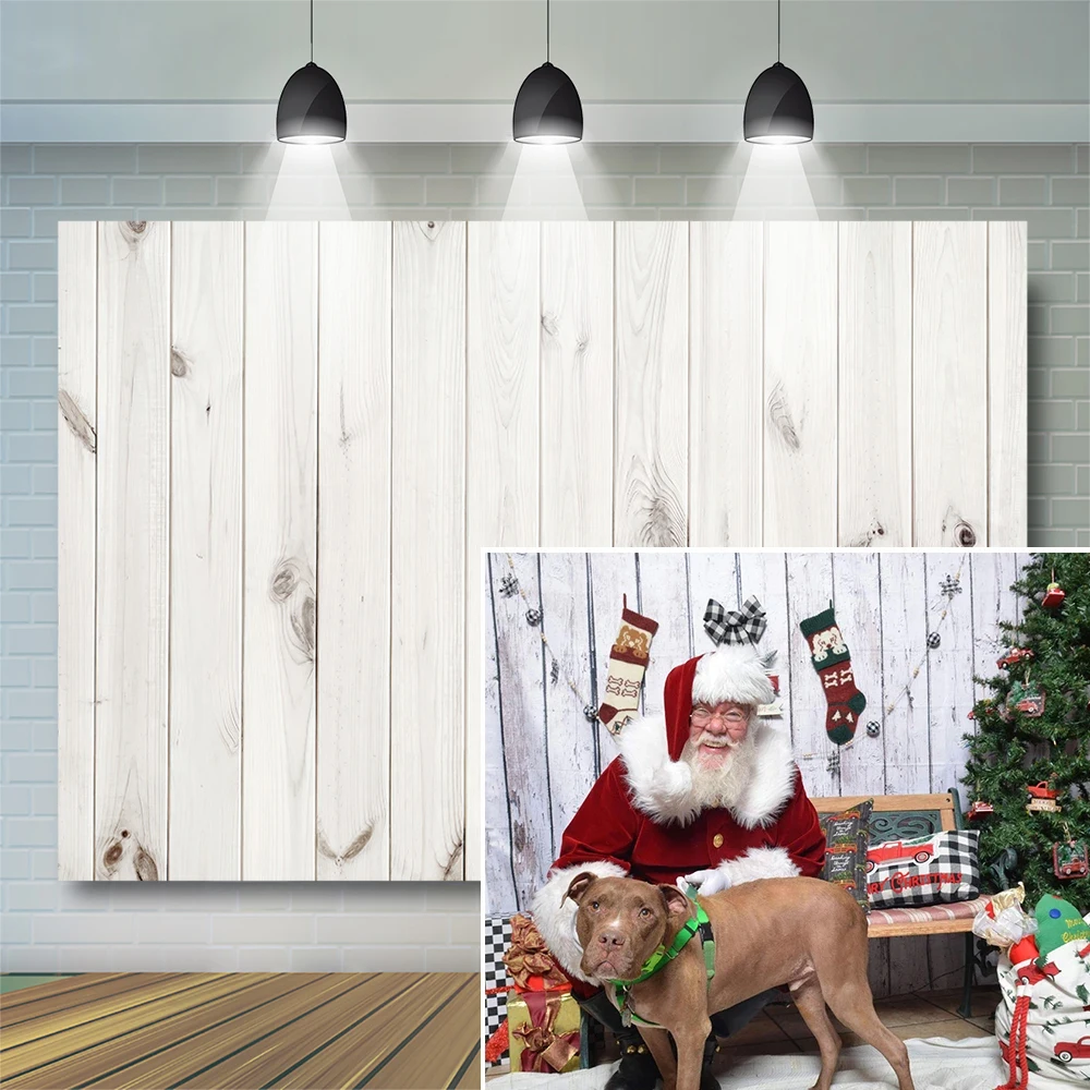 Wood Backdrop for Photography Food Baby Portrait Photography Backdrops White Brown Christmas Wooden Background for Party Decor