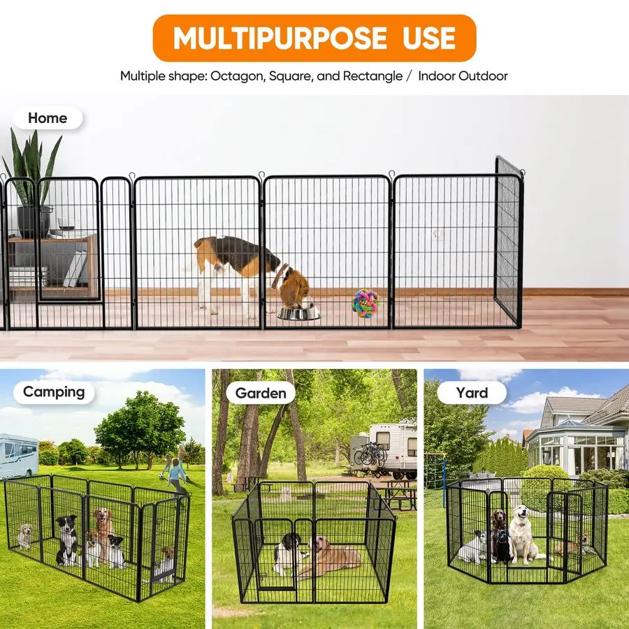 

8Panel Dog Playpen 40 Height, Indoor Outdoor, Small to Large Dogs, Puppy Kennel