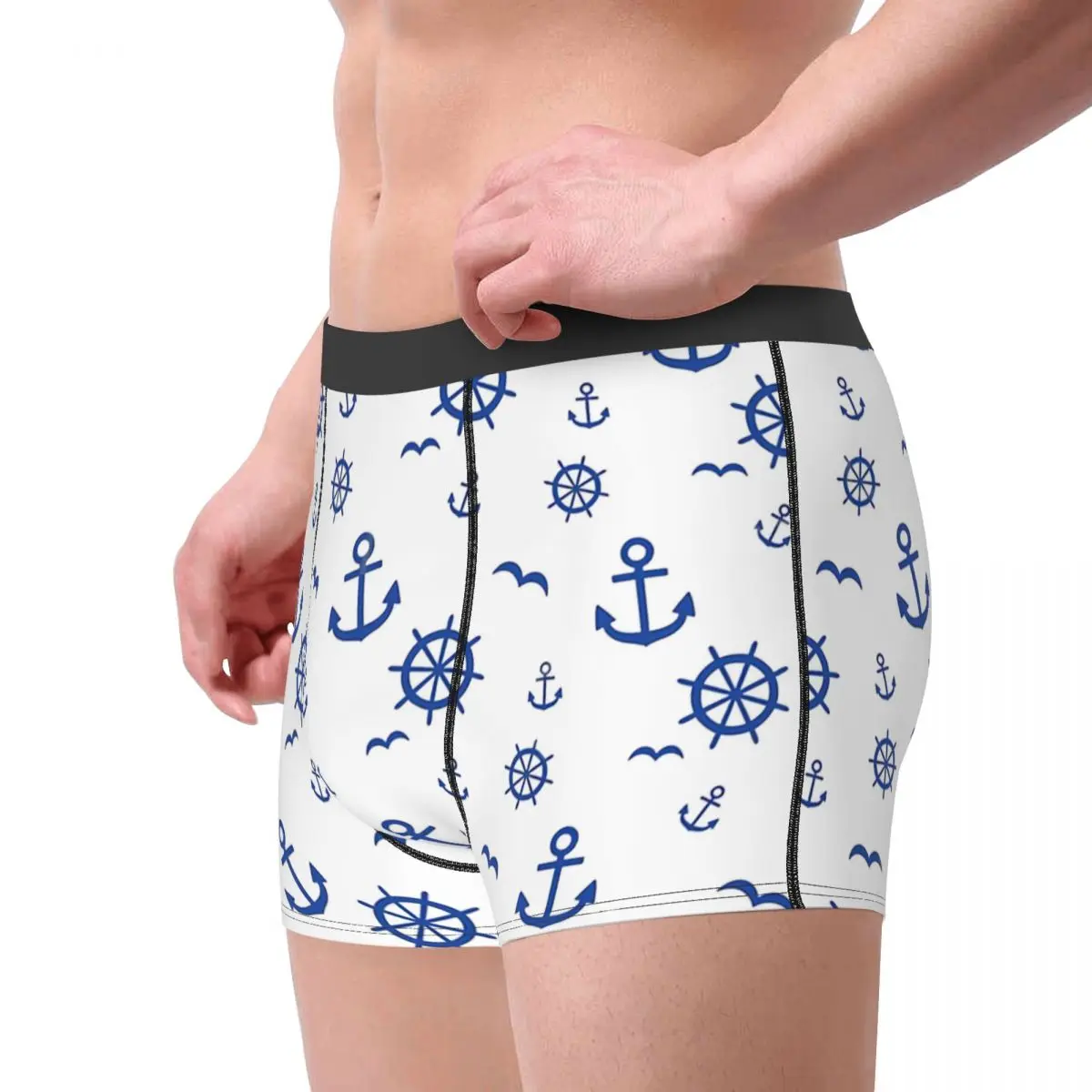 Anchor Maritime Pattern Sring Wheel Seagulls Underpants Cotton Panties Man Underwear Sexy Shorts Boxer Briefs