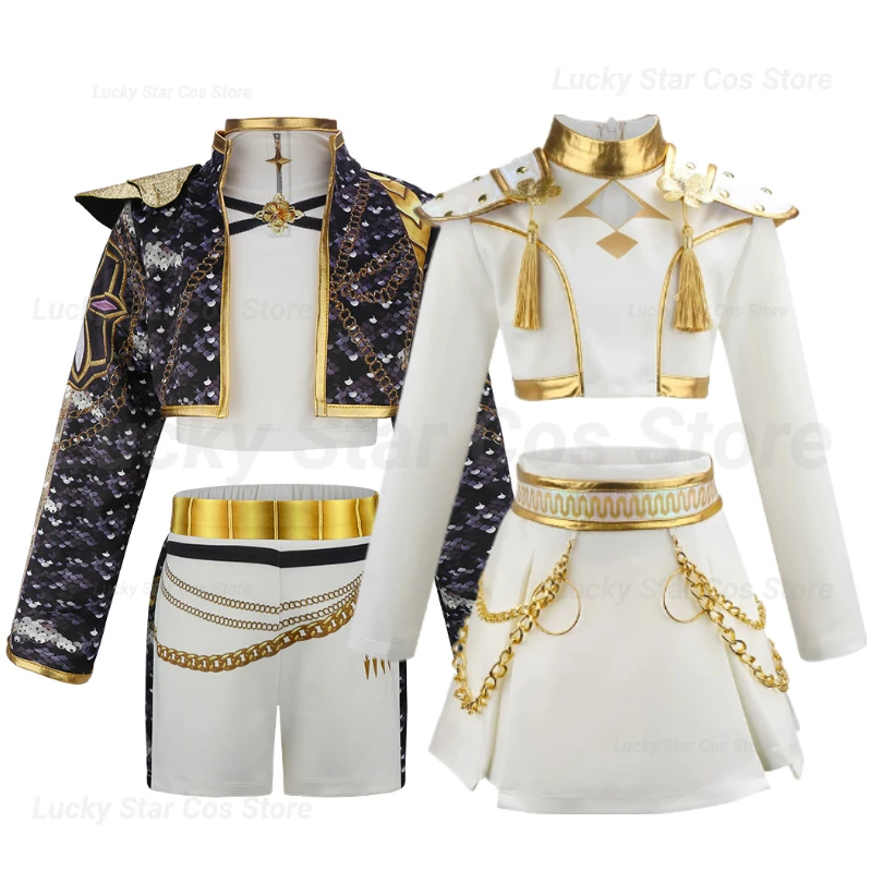 

Girls Halloween Costumes Demon Hunter Rumi Zoey Cosplay Costume Fashion Girls Uniform Carnival Theme Party Performance Outfits